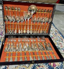 Very Nice Vintage Stamped ITALY 800 50pc Silver Dinner Cutlery Set in Box picture
