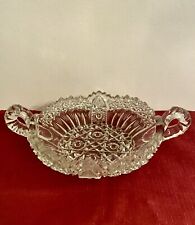 Imperial Glass NuCut Round Bowl Double Handle Sawtooth Rim Fan Star EAPG Dish picture