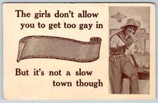 1920's PARKWOOD PA*THE GIRLS DON'T ALLOW YOU TO GET TOO GAY*COWGIRL ON BAR*GUN picture
