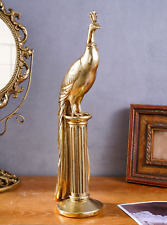 Peacock Statue Decorative Figurine Vintage Style With Hanging Tail Home Decor picture