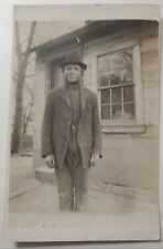 Antique REAL PHOTO POSTCARD RUGGED Blind MAN AND CABIN 