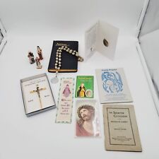 Vintage Catholic Prayer Book Lot Holy Card Pocket Manual Rosary Medals picture
