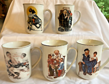 VINTAGE Lot of 5 Norman Rockwell Museum Coffee Mugs. picture
