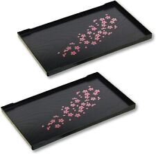 Set of 2 Cherry Blossom Plastic Lacqured Tea Sake Sushi Serving Trays 4826x2 picture