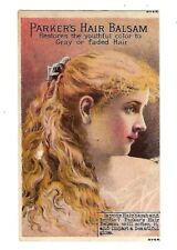 c1890's Trade Card Parker's Hair Balsam, Tonic, Cologne, Blonde Girl picture