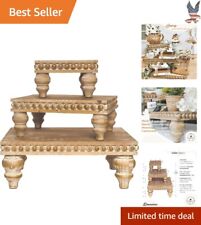 Gorgeous and Versatile Multi-Functional 3 Tier Wooden Tray Stand Display Risers picture