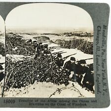 Belgian WW1 Trench Soldiers Stereoview c1917 Keystone Flemish Coast Infantry C24 picture
