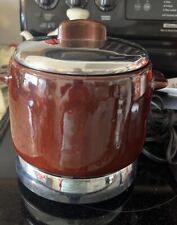 Vintage Electric Westbend Stoneware Brown Bean Glaze Pot WITH Hotplate & Lid EUC picture