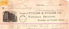 Vintage BILLHEAD*1895 FULLER & FULLER WHOLESALE DRUGGEST*medical*medicinal *J17 picture