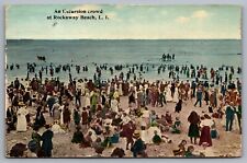 An Excursion Crowd at Rockaway Beach L. I. New York — Antique Postcard c. 1914 picture