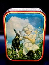 Sharps ‘the word for Toffee’ Advertising Tin With Goat and Girl Vintage England. picture