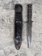WWII US NAVY MARK 2 FIGHTING UTILITY KNIFE CAMILLUS, N.Y. VINTAGE LEATHER SHEATH picture