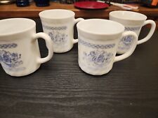 Vintage Arcopal Honorine Mugs White with Blue Floral French Country Set of 4 (1) picture