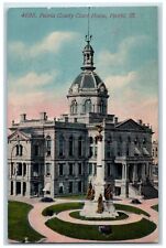 1912 Peoria County Court House Dome Building Monument View Illinois IL Postcard picture