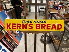 c.1959 Original Vintage Take Home Kerns Bread Sign Metal Embossed Grocery NOS picture