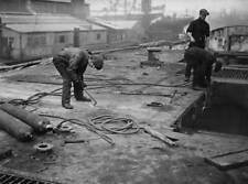 Workmen cutting through the deck of HMS Lion with acetylene tor- 1925 Old Photo picture