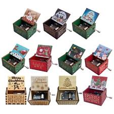 Retro Wooden Music Box Antique Hand Crank Engraved Toys for Kids Birthday Gift picture