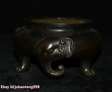 Collect Chinese Old Bronze Elephant Head Statue incense burner censer incensory picture