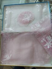 Vtg Pink & White Silk Organza Placemats, Napkins & Coasters for 4 w Table Runner picture
