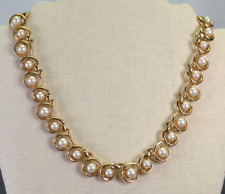 Vintage Trifari Elegant Faux Pearl and Goldtone Necklace 16