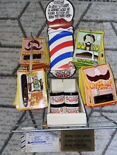 Antique 1973 Barber Display Product Lot Mustache Beard Razor Comb Mirror Wax NEW picture