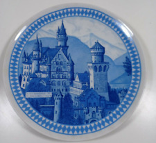 8 inch blue and white decorative plate with german scene picture