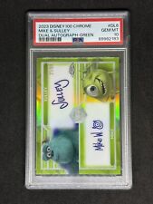 Topps Chrome Disney 100 Mike & Sulley DL6 Dual Autograph PSA 10 Green Wave /99 picture