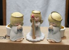Hallmark Vintage Praying Angels - Christmas Angel Porcelain Candle Holders Harp picture