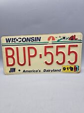 1991 Wisconsin License Plate Craft BUP-555 Garage Decor Mancave Dairyland picture