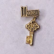 Moscow Russia Mockba Key Dangle Gold Tone Metal Lapel Pin Pinback Vintage picture