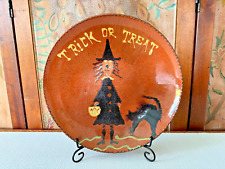 Vintage Turtle Creek Potter Betty Lou Folk Art Halloween Redware Charger - 2012 picture