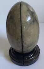 Pair of Genuine Alabaster Hand Carved Egg Bookends Made In Italy /Brown picture
