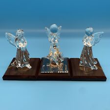 Vintage DACRA Glass Praying Angels On Wood Base Set Of 3 picture