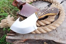 RARE  CUSTOM HANDMADE HUNTING DAGGER TACTICAL CAMP KNIFE STAG HANDLE & COVER picture