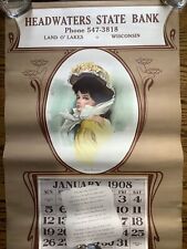 Vintage Headwaters Bank Land O’ Lakes Wisconsin 1908 & 1964 Advertising Calendar picture