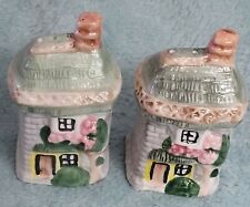 Vintage ceramic TWO COTTAGES salt and pepper shakers set picture