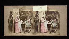 EARLY 1850s hand colored Stereoview - MONEY SCARCE- flat mount picture