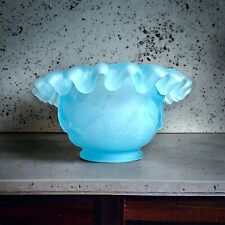 Vintage Fenton LG Wright Wild Rose Aqua Blue Frosted Glass Fairy Lamp BASE ONLY picture