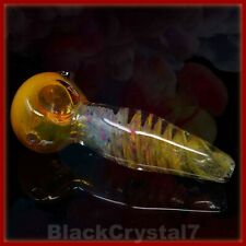 4.25 inch Handmade Spiral Sun Yellow Citrine Tobacco Smoking Bowl Glass Pipes picture