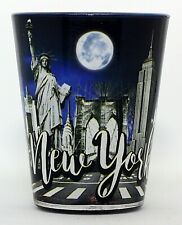 New York Night Skyline and Landmarks Collage Shot Glass picture