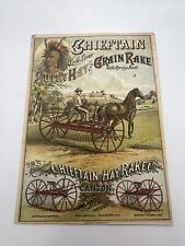 Antique Chieftain Hay & Grain Rake Canton, Ohio Trade Card Gifs & Co Buffalo NY picture