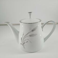Noritake Tea Pot Prosperity 6841 Coffee Wheat Platinum 5.5 Inches Tall White picture