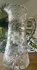 Antique ABC American Brilliant Cut Clear Crystal Pitcher Carafe Vintage  HEAVY picture