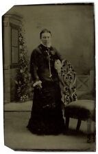 CIRCA 1860'S Rare 1/6 Plate TINTYPE Beautiful African American Woman in Dress picture