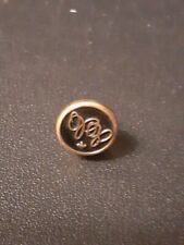 Button style black and golden monogram vintage Logo pin 10K Gold picture