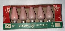 GE C6 Pink Christmas Indoor Lights Lot of 5 Bulbs Vintage Tested Working USA picture