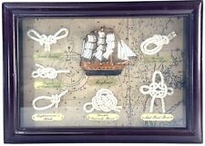 VTG Nautical Mayflower Ship with Assorted Roping Knots Display 12 x 9 Shadow Box picture
