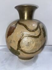 Vintage  Brass Enamel Cloisonne Mid Century Modern  Bulb Vase 7