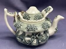 Vintage Nini Chelsea Teapot Display Hand Painted ~& Carved Japan Marked picture