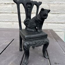 Antique Vintage Cast Iron Cat On Chair Bookends Or Doorstop 8.5” tall; 4 pounds picture